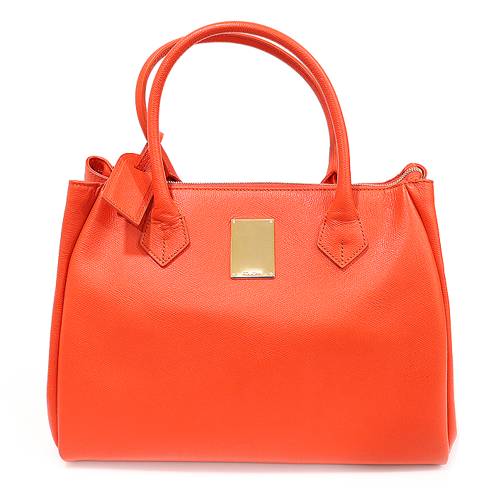 COURONNE RISX28111 Orange Leather Stephanie L Tote Bag
