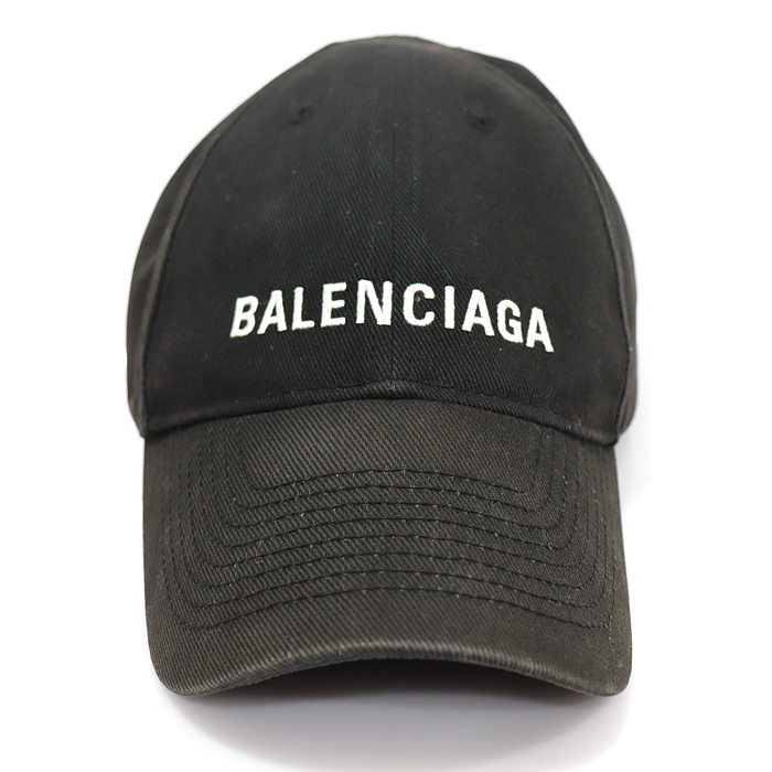 Balenciaga (Valenciaga) 529192 Black Cotton Logo Base Ball Cap Cap L