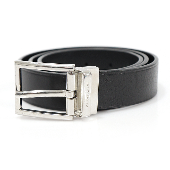 Givenchy (local time) BK401KK0V1 Black Leather Silver Classic Buckle Reversible Double-Sided Men&#039;s and Women&#039;s Belt