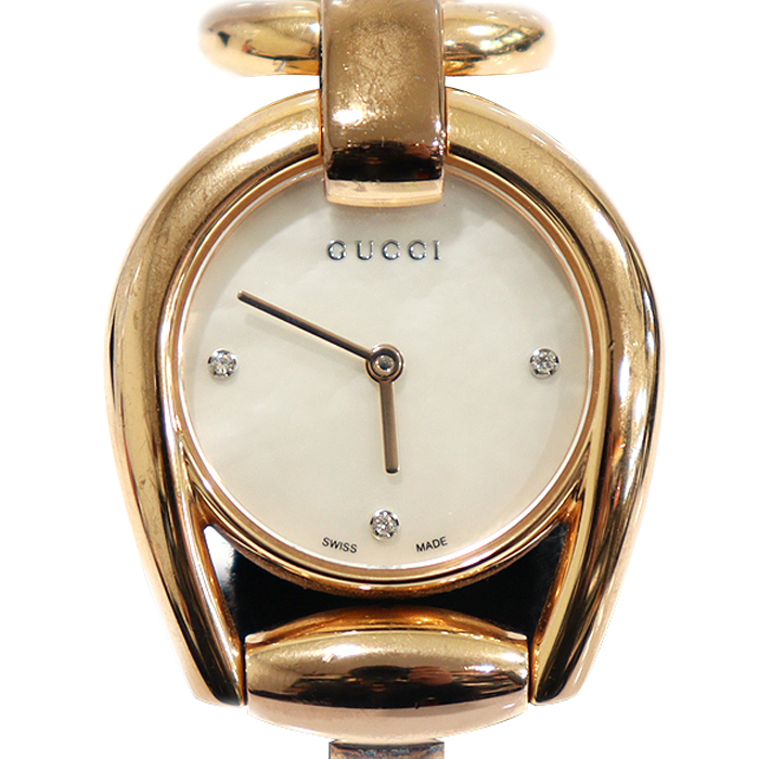 Gucci (Gucci) YA139508 139.528 MM Steel Quartz Horsbit Holsbit 3P Diamond Plated Bracelet Women&#039;s Watch