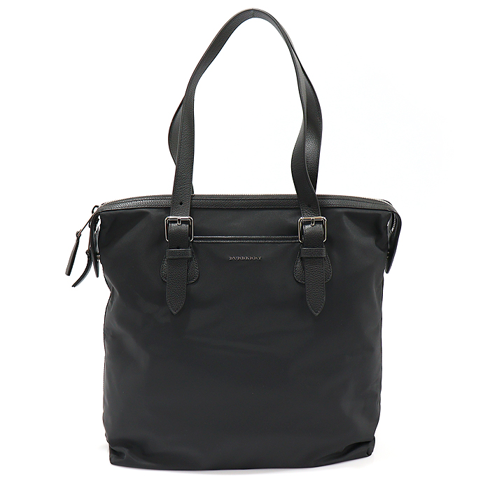 Burberry 80198991 Black Nylon Silver Logo Trenton Shopper Tote Bag