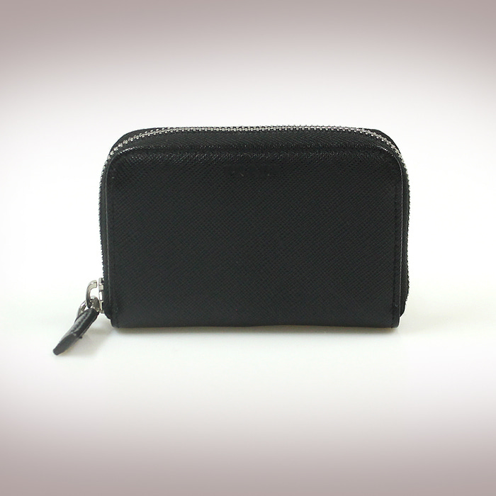 Prada(프라다) 2MM358 블랙 사피아노 레터링 로고 지퍼 동전 지갑
