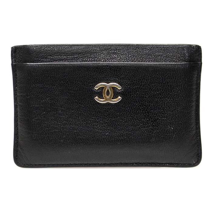 Chanel(샤넬) 블랙 고트스킨 금장 CC로고 카드 지갑 (7번대)