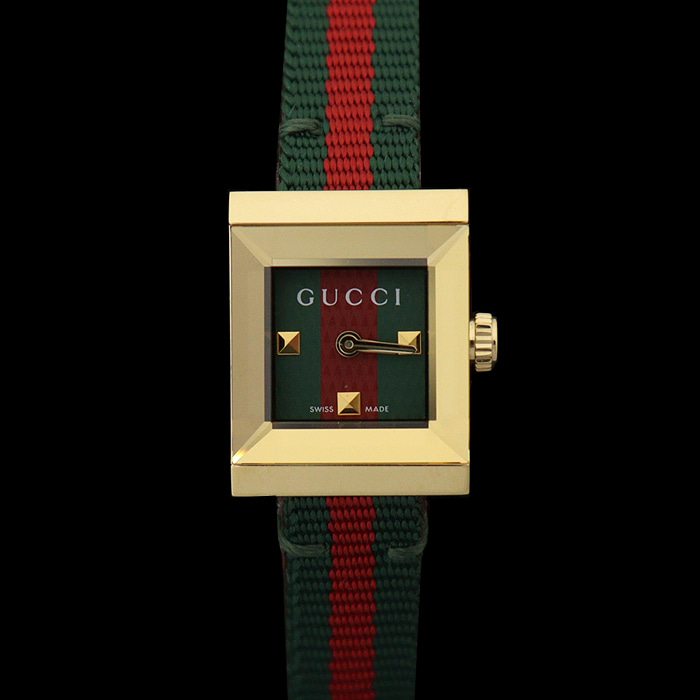 Gucci(구찌) YA128529 골드 쿼츠 G-프레임 WEB 밴드 여성 시계