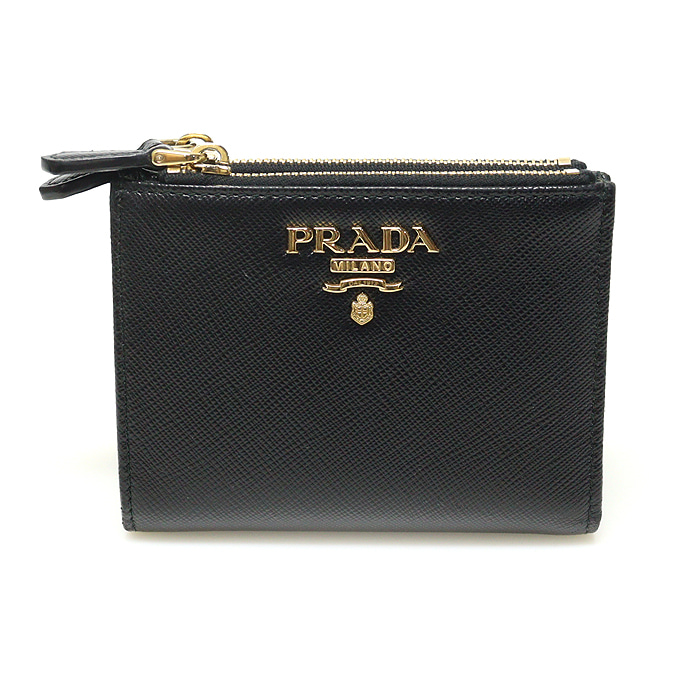 Prada(프라다) 1ML024 블랙 사피아노 레더 금장 로고 반지갑