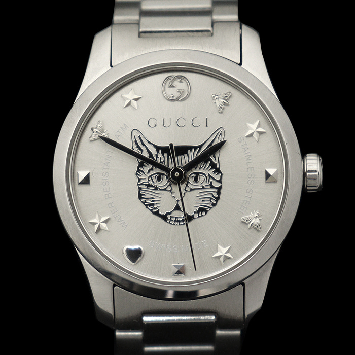 Gucci(구찌) 530242 YA126595 126.5 27MM 스틸 쿼츠 캣 G-타임리스 여성 시계