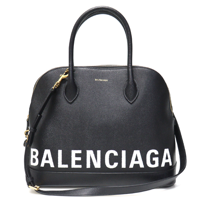 Balenciaga(발렌시아가) 519036 블랙 그레인 카프스킨 VILLE 빌 탑 핸들 미듐 2WAY