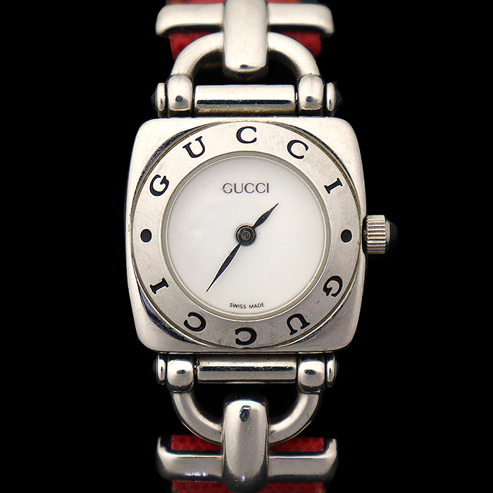Gucci(구찌) 6300L 스틸 쿼츠 홀스빗 빈티지 가죽밴드 여성 시계