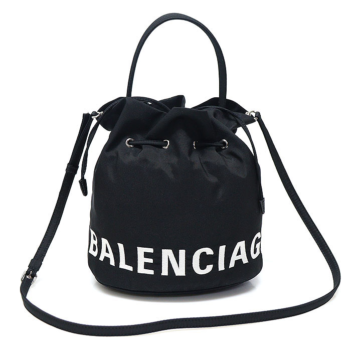 Balenciaga(발렌시아가) 619459 블랙 나일론 휠 S 드로스트링 버킷 2WAY