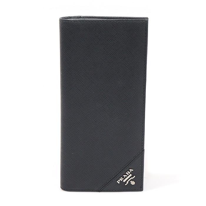 Prada(프라다) 2MV836 블랙 사피아노 레더 은장 레터링 로고 장지갑