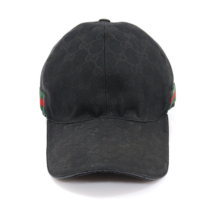 Gucci(구찌) 200035 블랙 오리지널 GG 캔버스 WEB 디테일 야구 모자 XL