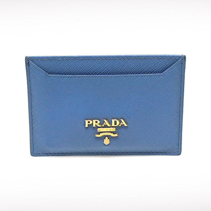 Prada(프라다) 1MC208 블루 사피아노 메탈 로고 카드 지갑