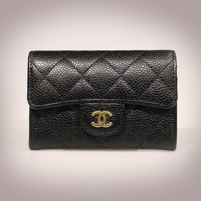 Chanel(샤넬) A80799 블랙 캐비어 금장 COCO로고 카드 지갑 (23번대)