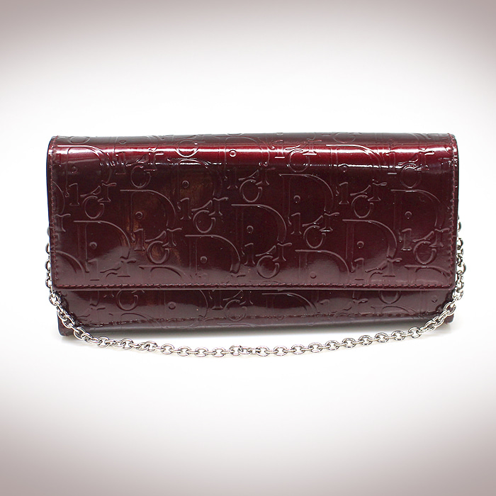 Dior(크리스챤디올) 퍼플 페이던트 은장 체인 클러치 장지갑