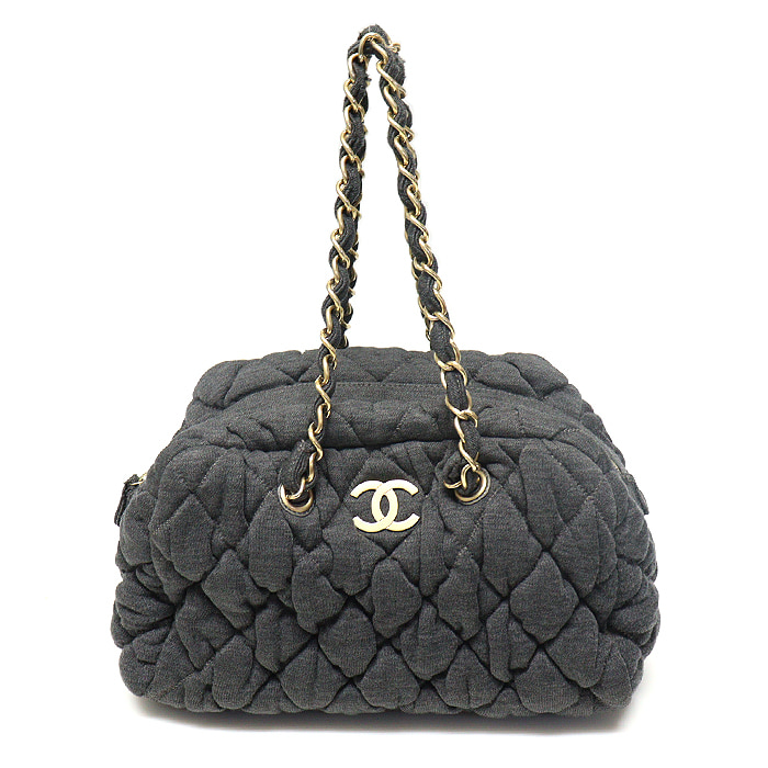Chanel(샤넬) 그레이 패브릭 퀄팅 금장 CC로고 체인 숄더백 (11번대)