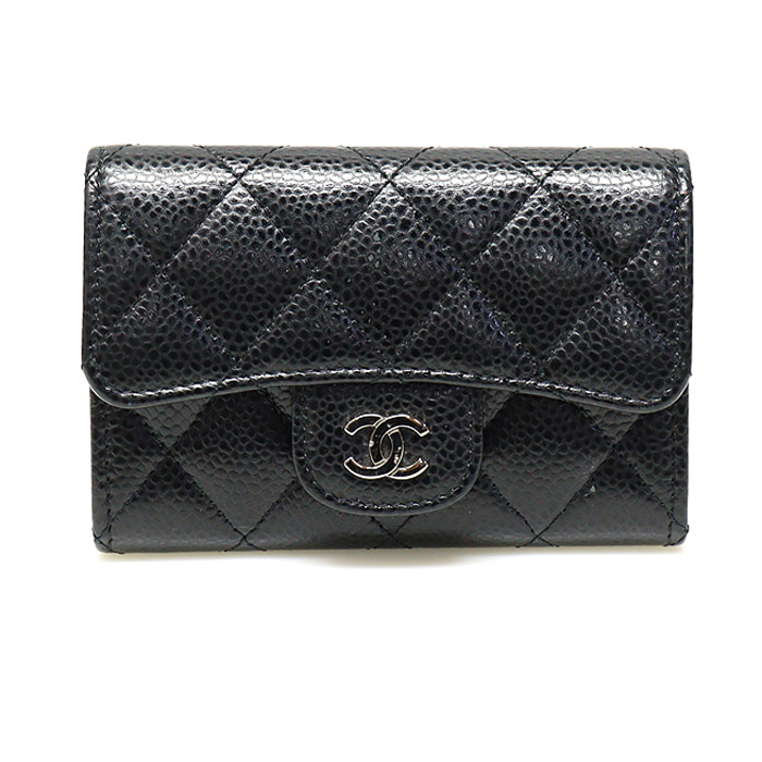 Chanel(샤넬) A80799 블랙 캐비어 은장 CC로고 카드 지갑 (25번대)