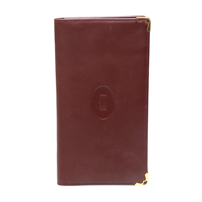 Cartier(까르띠에) 버건디 카프스킨 머스트 드 까르띠에 인터내셔널 장지갑