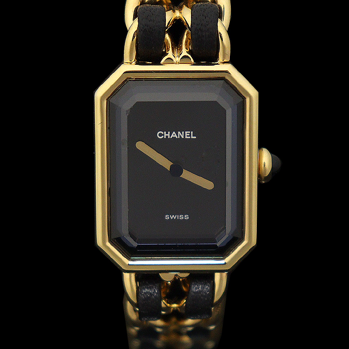 Chanel(샤넬) H0001L 블랙 옐로우 골드 쿼츠 프리미에르 락 L사이즈 여성 팔찌 시계