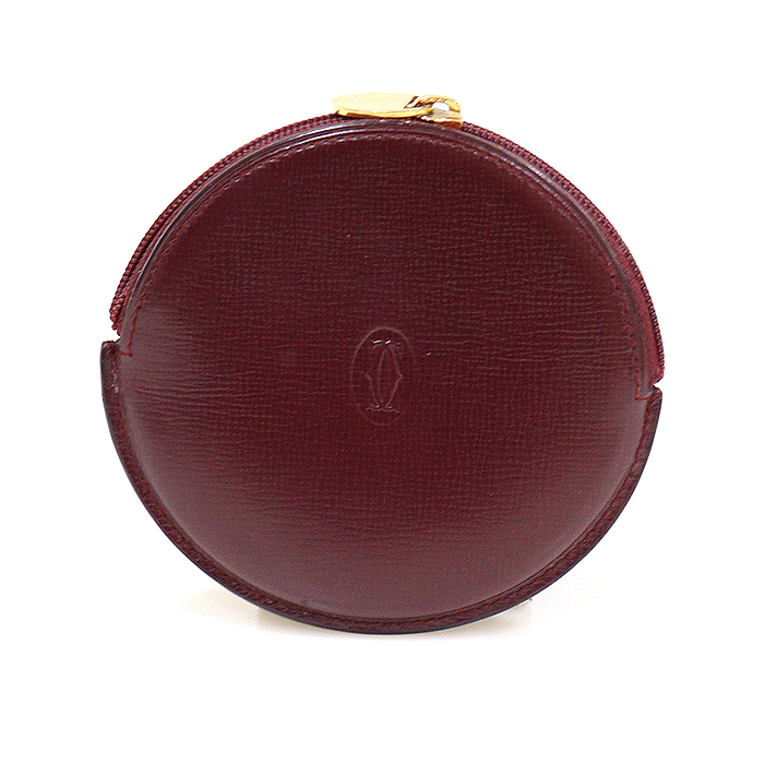 Cartier(까르띠에) L3000159 버건디 카프스킨 머스트 드 까르띠에 라운드 코인 퍼스 동전지갑