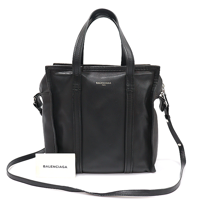 Balenciaga(발렌시아가) 443096 블랙 레더 은장 바자르 쇼퍼 스몰 2WAY