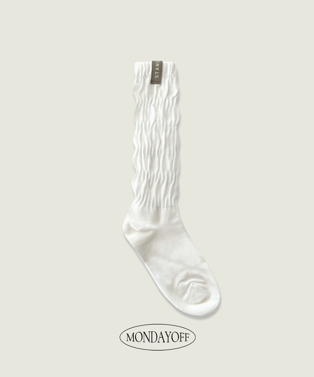 Patch Shirring Warmer Socks / 3 colors