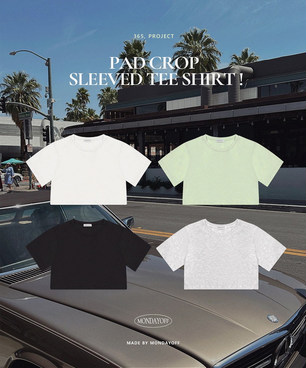 [9千枚販売] [MADE]365、プロジェクト パッド クロップ 半袖Tシャツ/ 4color