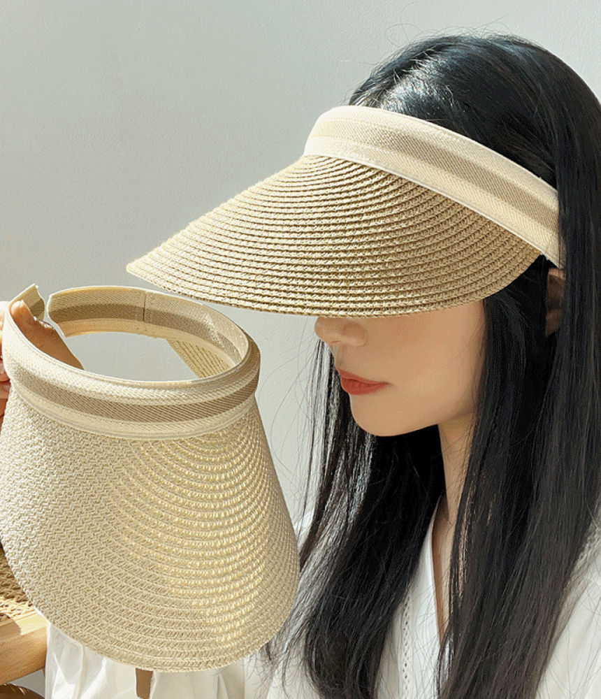 (1+1) 헬렌 밀짚 라탄 여성 여름 햇빛차단 썬바이저 썬캡 모자 - 모자상점