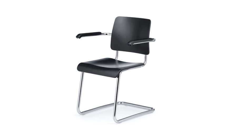 #Weimar 5112 ChairBlack stained Beech/Chrome Frame (0451) 