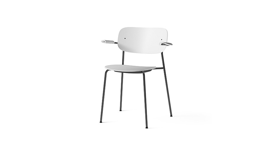 *Co Dining Chair W/Arms, Plastic 코 다이닝 암 체어, 플라스틱화이트 /블랙 스틸(1189022)