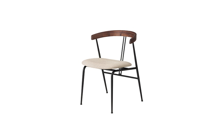 Violin Dining Chair Seat Uph.바이올린 다이닝 체어 시트 업홀스터리(PG A)Tempt#61168/아메리칸 월넛 오일드/블랙 스틸(10105170)