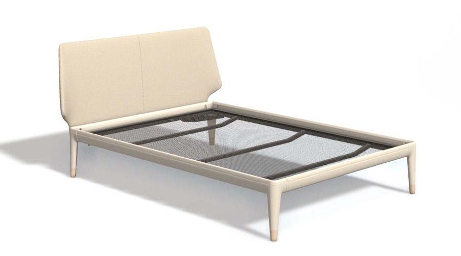 Essential Bedframe High+Upholstered Headboard(H97)+Mesh Base Flat140*200 (22577)퓨어화이트/내츄럴