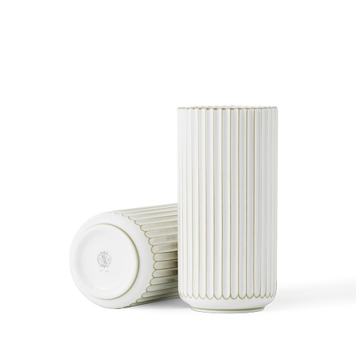 *Lyngby Vase with gold detailed thin H205 White (200695)
