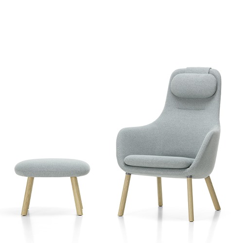 HAL Lounge Chair (w.loose seat cushion)Credo #Dolphin-Steel Blue/Natural Oak할 라운지 체어 블루/네추럴 오크(44048000)