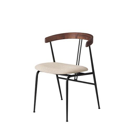 Violin Dining Chair Seat Uph.바이올린 다이닝 체어 시트 업홀스터리(PG A)Tempt#61168/아메리칸 월넛 오일드/블랙 스틸(10105170)