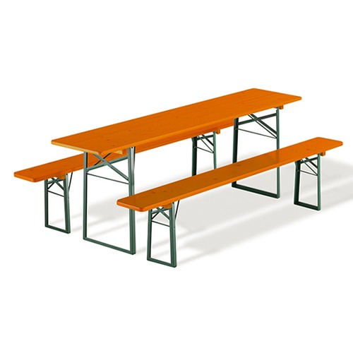Folding Table&amp;Bench Set Classic폴딩 테이블&amp;벤치 세트 클래식오렌지/그린 프레임W200 x D67 x H77 cm
