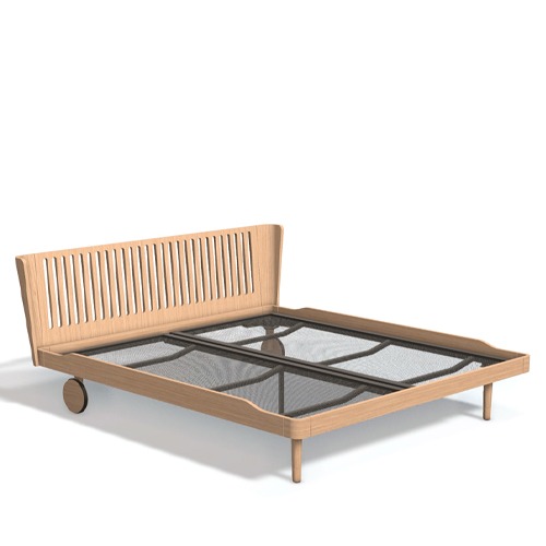 Noa Bedframe Noa High 2 Legs+2 Wheels+Lamellas Headboard(H88)+Mesh Base Flat180*200 (22587) 밸런스 오크