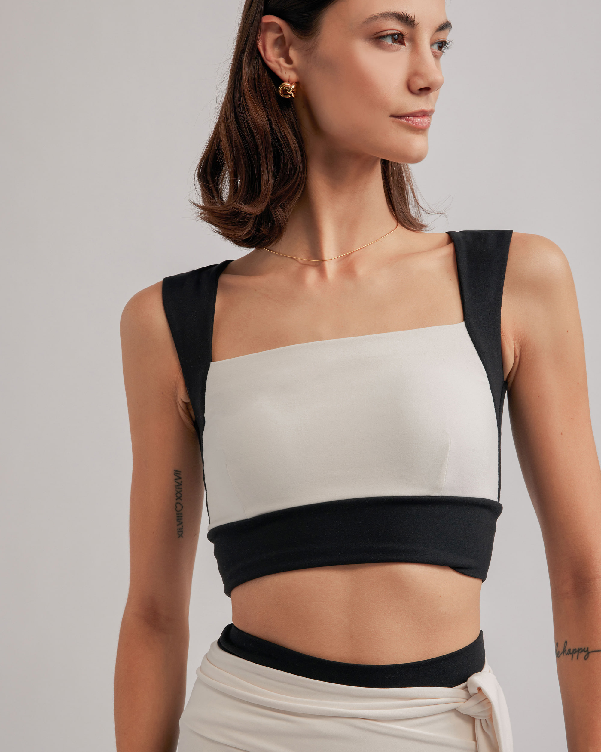 MARTA TOP BLACK &amp; CREAM COMBO