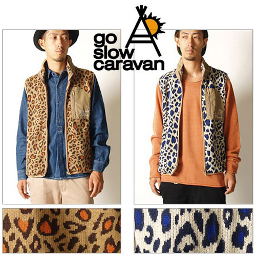 [Go Slow Caravan]Leopard Stand Vest 카라반 호피집업조끼