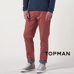 [TOPMAN] Rust Contrast Turn Up Skinny Chinos/탑맨 치노팬츠