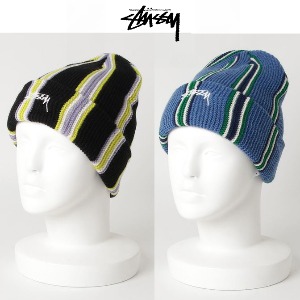 [STUSSY] VERTlCAL ST CUFF BEANIE (BK,BL)