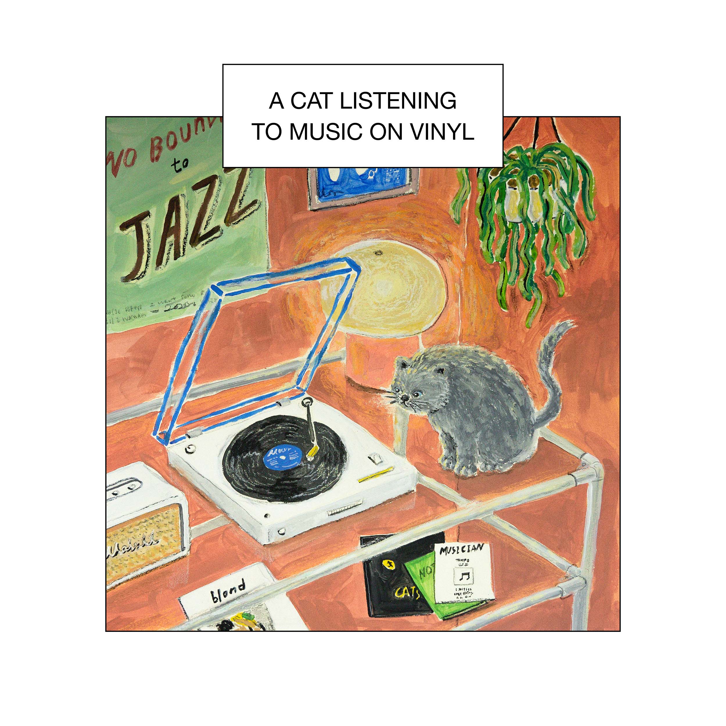 [희다가든] A cat listening to music on vinyl (5차입고)