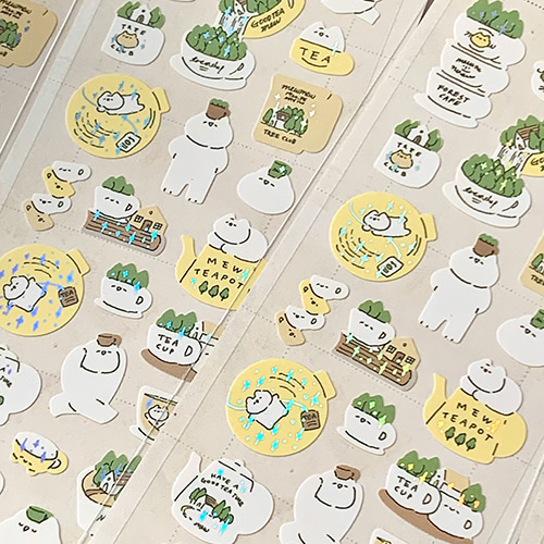 [냥냥빔] vintage sticker - tea cup world