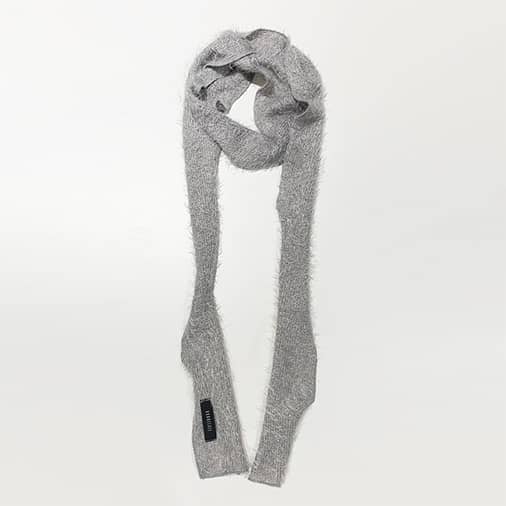[쿠키시] Hairly Knit Muffler Scarf (Silver-Grey)