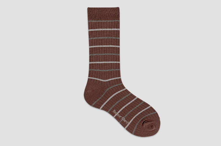 재입고* [봉주르마치] Mini stripe metallic rib socks