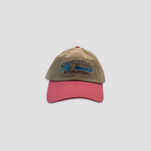 [쿠키시] two tone vintage washing ball cap (Beige/Dark pink)