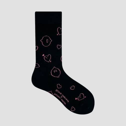 [봉주르마치] Heart socks_black lemony (with 세컨드모닝) (재입고)
