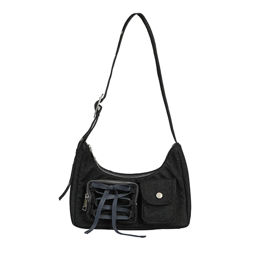 [cozing] Ribbon hobo bag_black