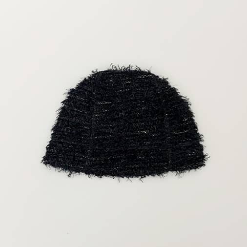 [쿠키시] Hairy Knit Beanie Hats (Black)