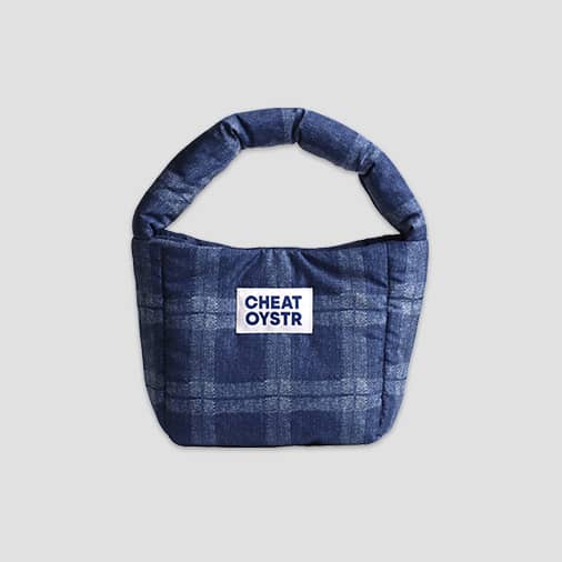 [치팅오이스터] Denim Printed Bag Blue Check (재입고)