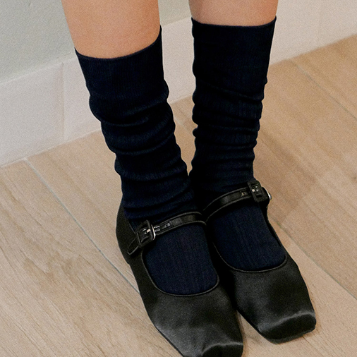 [도넛바이닐샵] loose middle socks - navy